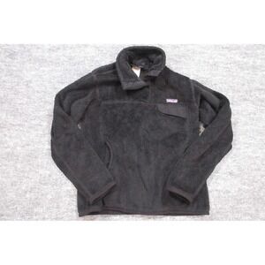 Patagonia Sweater Womens Small Pullover Fleece Black Snap Collar Pockets